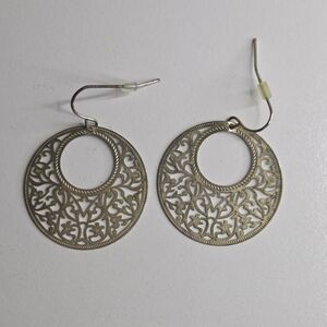 Vintage Silver Tone Filigree Dangle Earrings
